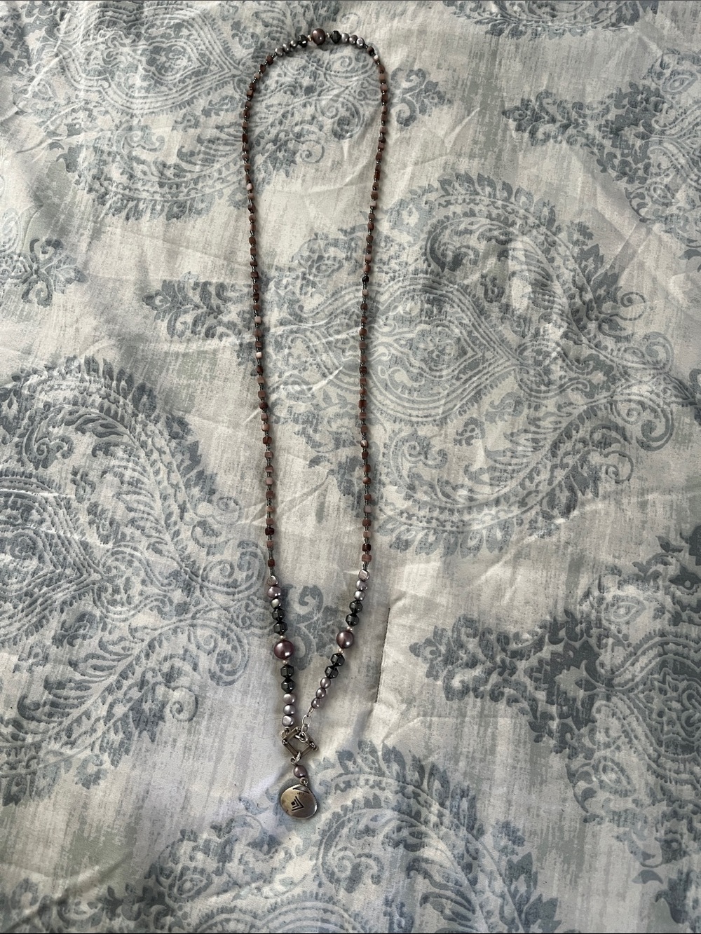 Silpada Pink and Sterling Silver Beaded Pendant Necklace